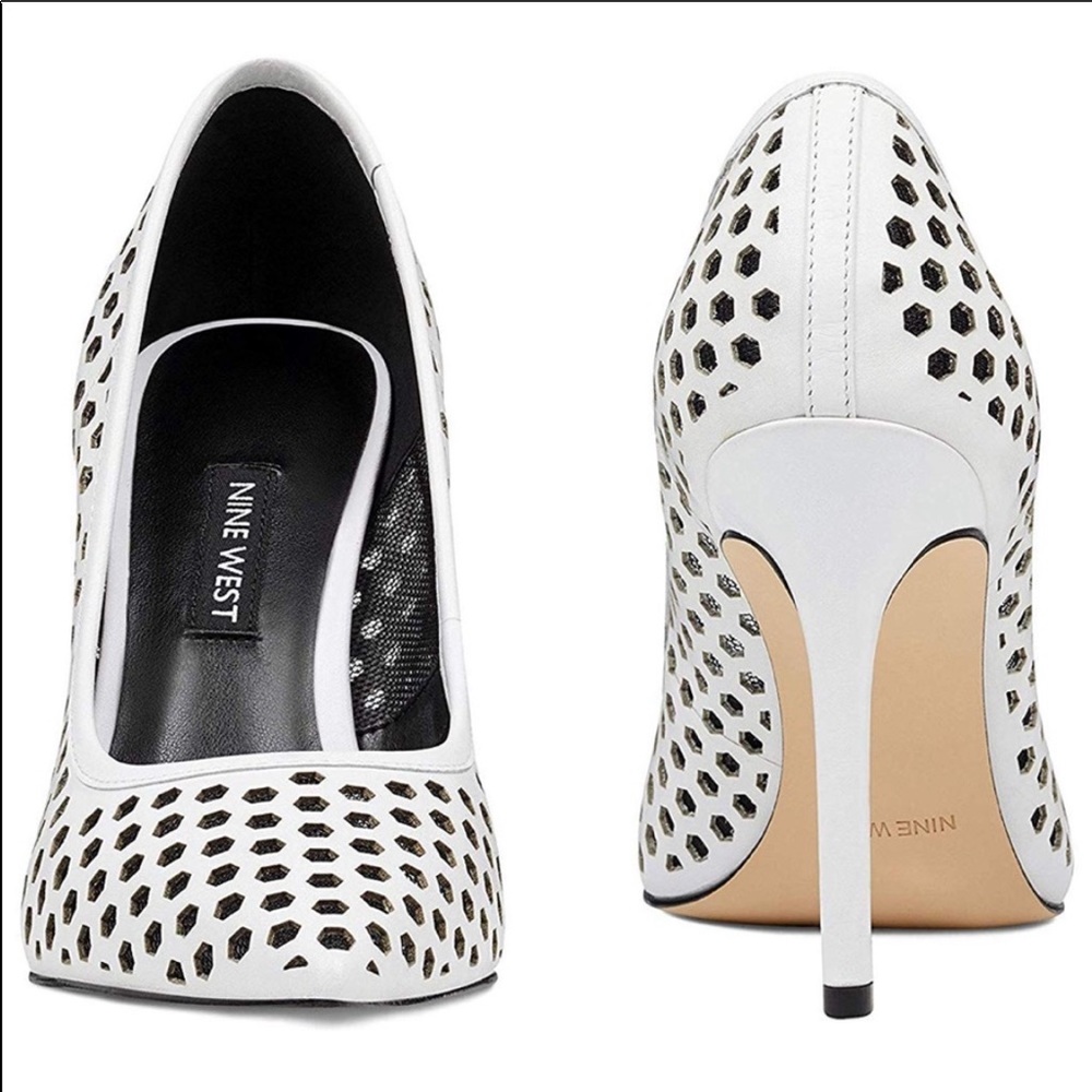 🔥NINE WEST🔥TRANSLATE STILETTO HIGH HEELS PUMPS WHITE SIZE 5.5 NEW IN BOX - Picture 1 of 7